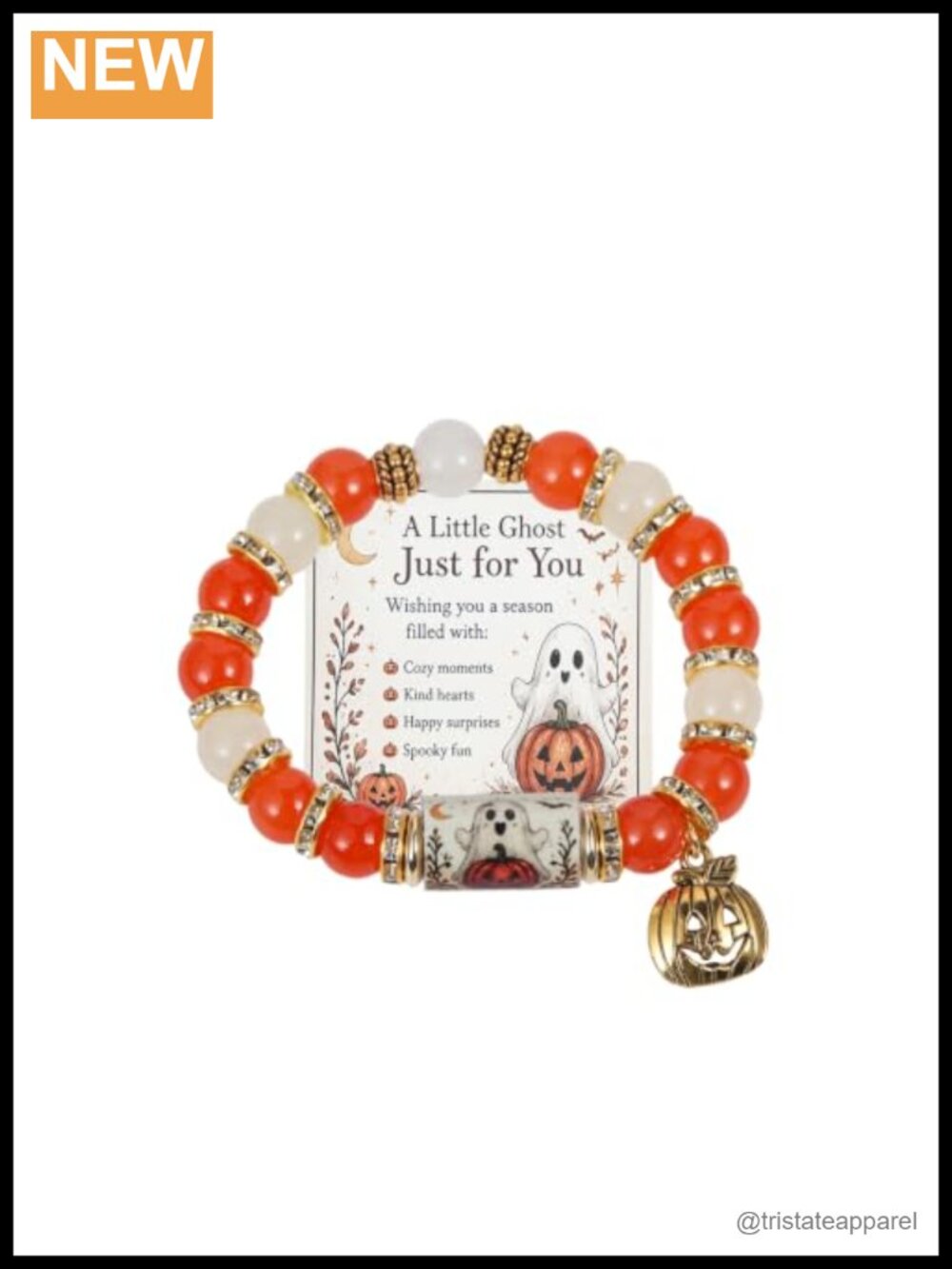 Halloween Stretch Beaded Bracelet Ghost Pumpkin Witch Spider Charm Elastic
